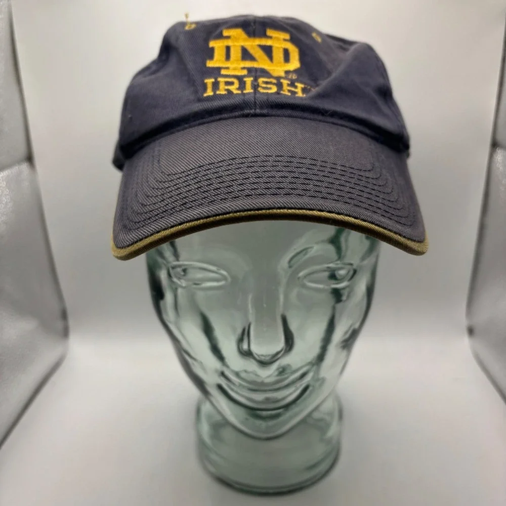 Vtg Notre Dame Fighting Irish Hat Navy Blue Gold Adjustable Strapback NCAA Cap